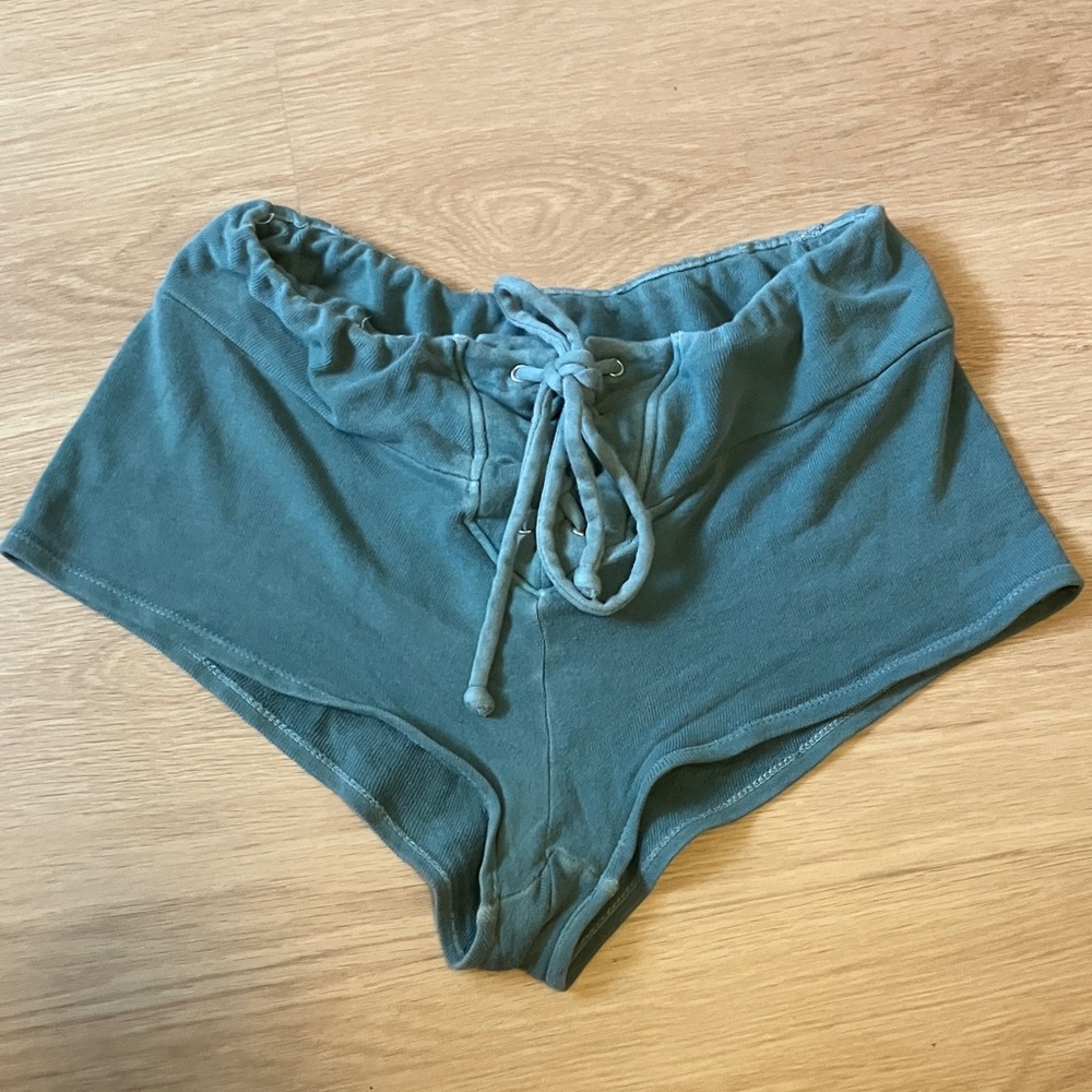 Green Lace Up Shorts